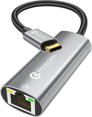 Reborn USB C to Ethernet Adapter, Type-C (Thunderbolt 3/4) to RJ45 Gigabit Ether