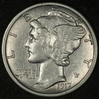 1917-S MERCURY DIME FLASHY AU ABOUT UNCIRCULATED