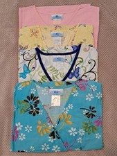 Medical Scrub Tops Women's Size LARGE - VARIOUS PATTERNS - BUNDLE LOT OF 4