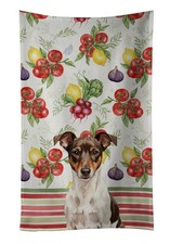 Caroline's Treasures Chocolate and White Rat Terrier Vegetables Kitchen Towel