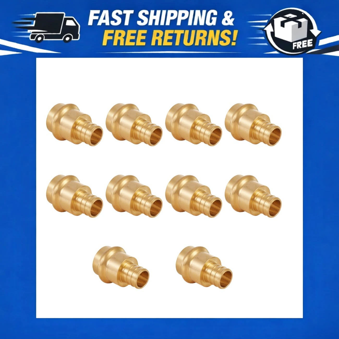 10 Pcs 3/4" Copper Press to 3/4" PEX Coupling Adapter - Durable Plumbing Fitting