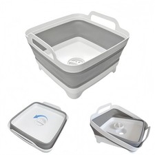 Collapsible Wash Basin with Drain Plug, 2.4 Gallons Space-Saving Camping Sink fo