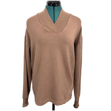 Athleta Women's Clarity V-Neck Sweatshirt Rustic Beige Long Sleeve Small