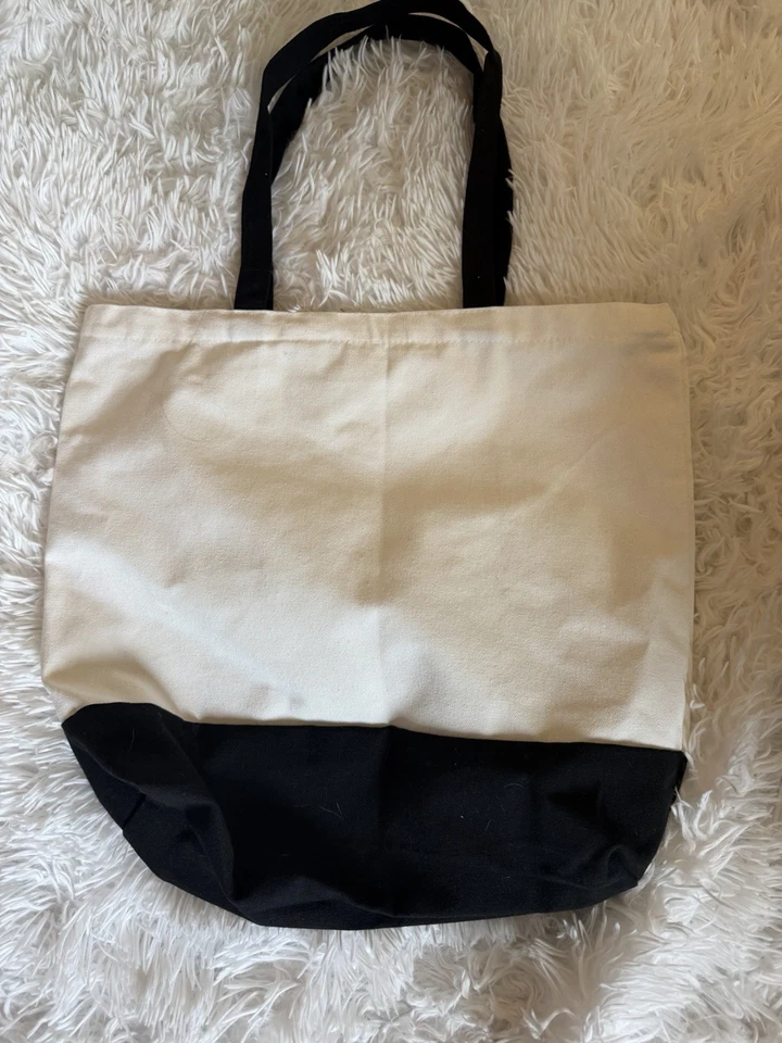 Bolso de Mano de Lona Gráfico Cita Inspiradora Bolso de Hombro Bolso de Playa Blanco y Negro Foto 2 de 2