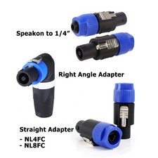 4 Pole 8 Pin Speakon Connector Pro PA DJ Audio Jack Plug Speak-ON to 1/4 Adapter