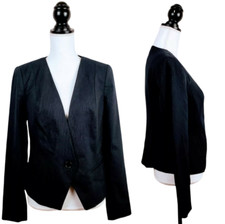 NWT WORTHINGTON Blazer Jacket, Navy Dark Blue Pinstripe Lined Career Work, M