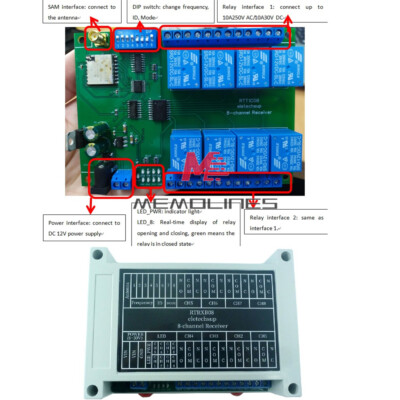 433MHz Lora Remote Control Point to Point Feedback Wireless IO Relay Switch USA