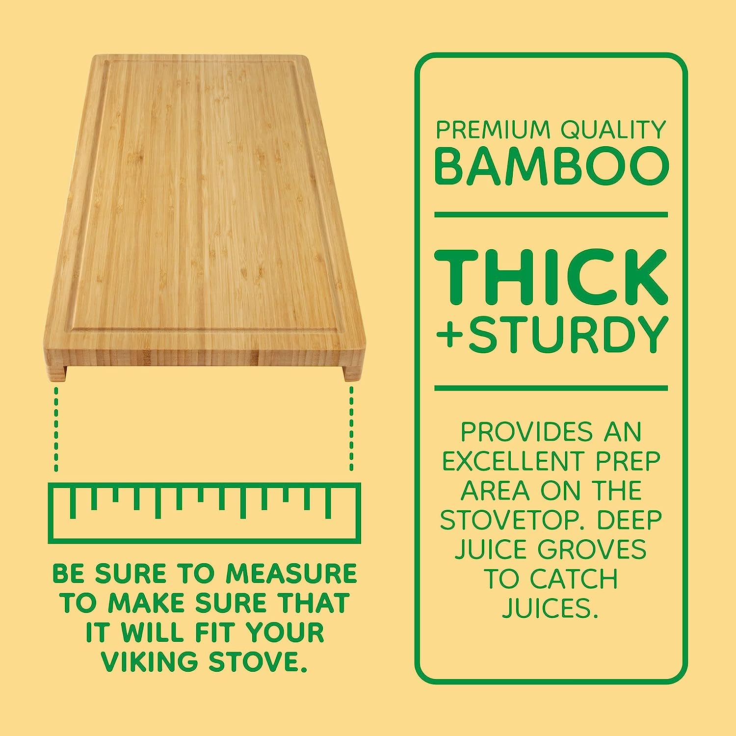 Bamboo Griddle Cover/Cutting Board for Viking Cooktops, Vertical Cut
