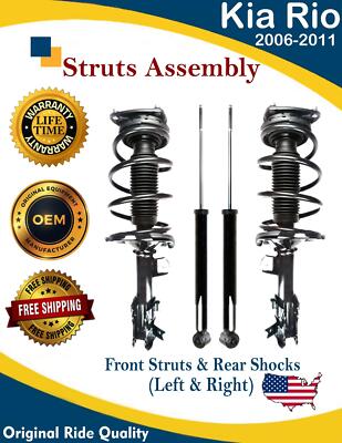 New OE Front Struts & Rear Shocks for 2006-2011 Kia Rio 1.6L Lifetime ...