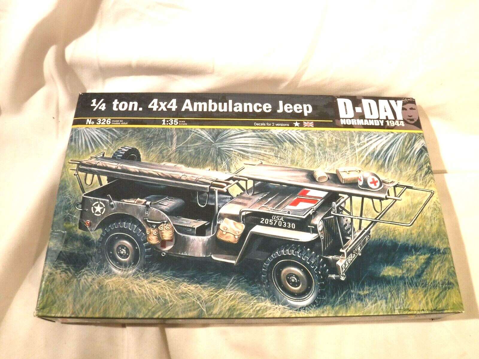 1/35 Italeri 1/4 ton 4X4 Ambulance Jeep Markings 4/2 Versions US & British # 326