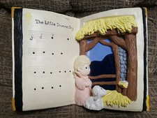 VTG 10.5" Ceramic California Creations 1985 The Little Drummer Boy Musical Book