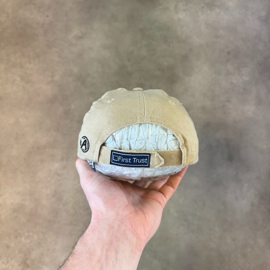 First Trust Baseball Hat Mens Embroidered Adjustable Strapback Cap Beige image 4