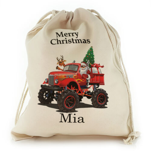 Personalisierter Weihnachtssack grün Traktor Weihnachtsmann, individueller Heiligabendsack - Bild 5 von 8
