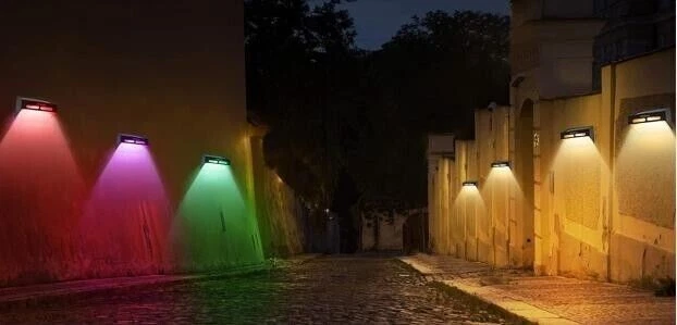 Solar light Outdoor Wall Lights for Fence IP65 Waterproof RGB Modes 6 Pack - Image 2 of 4