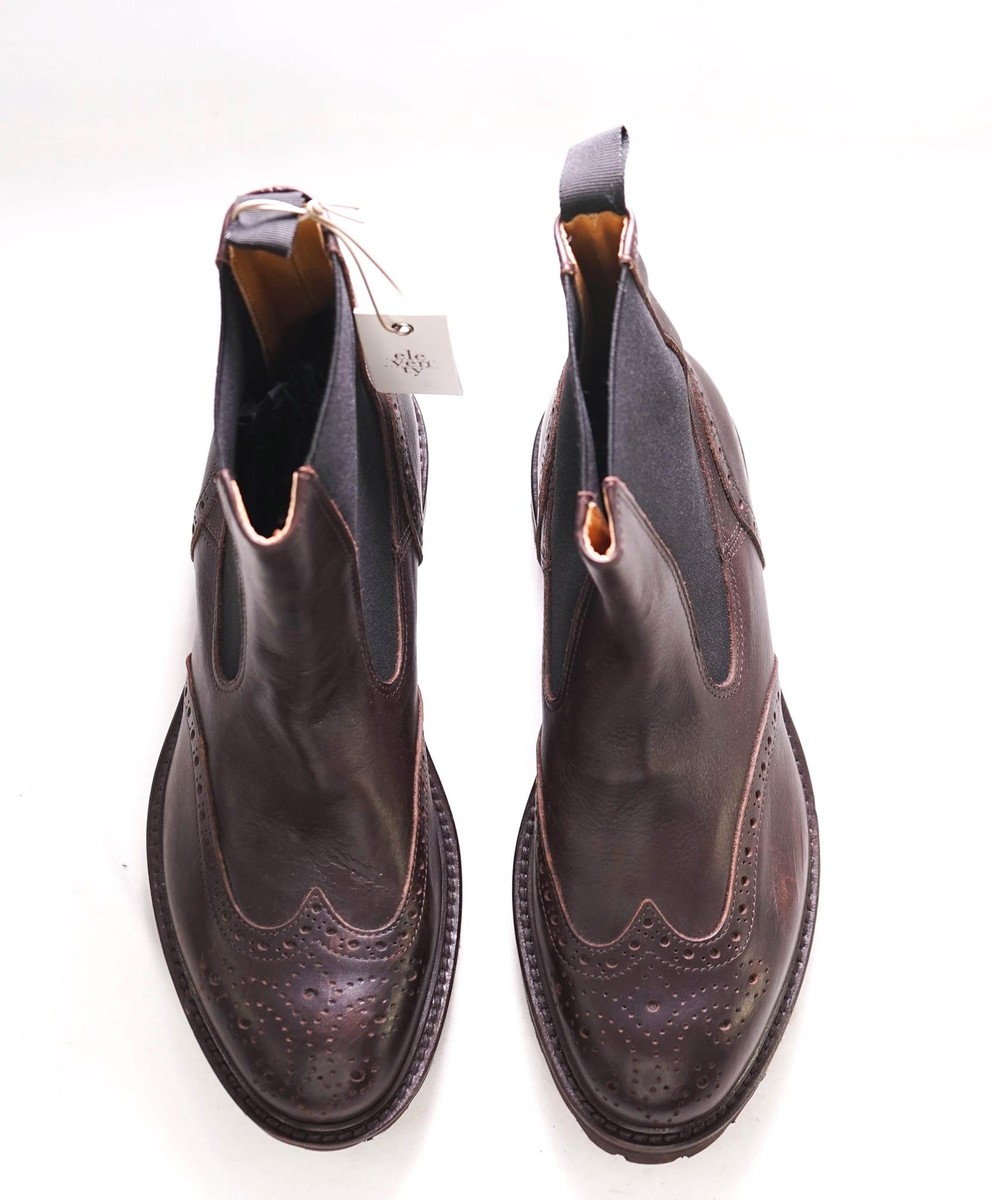 $695 ELEVENTY - Brown Distressed Leather Brogue Wingtip 