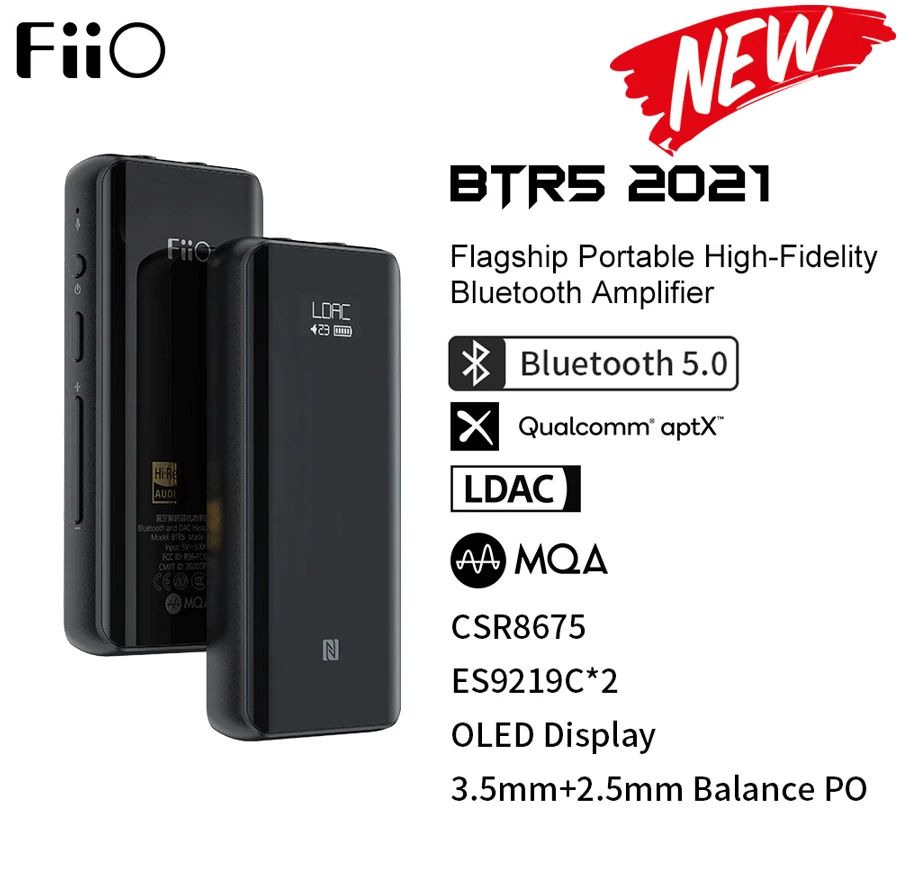 FiiO BTR5 (2021) with MQA Bluetooth 5.0 LDAC USB DAC ES9219C DSD256  3.5mm/2.5mm