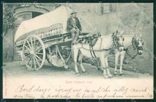 Firenze Città Carro Trasporto Vino Fiaschi STRAPPINO cartolina WX0989