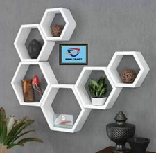 Hexagon wall shelf set of 6 hexagon wall shelf White