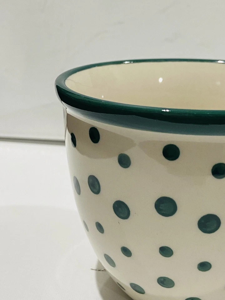 Taza de café Pioneer Wonan crema con lunares verdes y bote de café a juego Foto 3 de 4