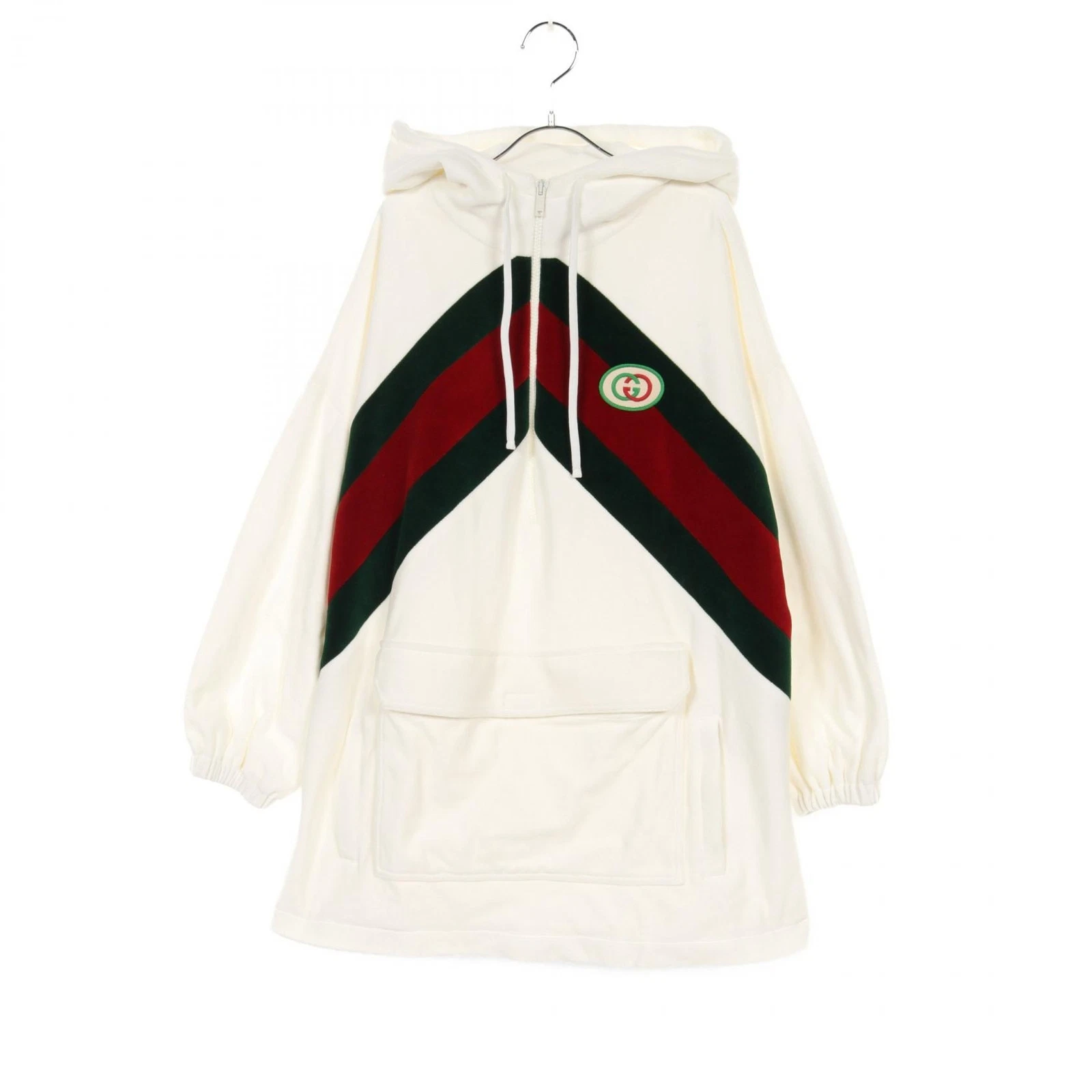Robe à capuche GUCCI Web rayure coton chenille 678707 nylon blanc occasion femme #M