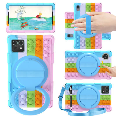 For Alldocube iPlay 70Pro Silicone Tablet Case Rotating Kickstand Shoulder Strap