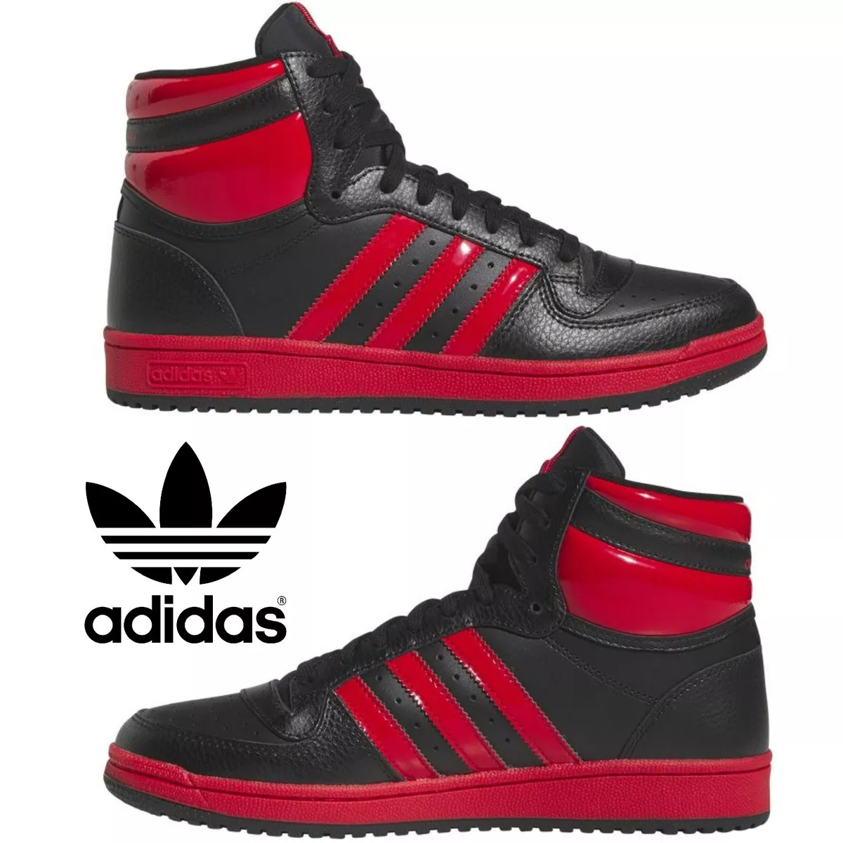 Adidas Originals Top Ten Men&#039;s Sneakers Comfort Casual High Top Black Red |