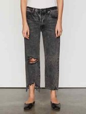 FRAME DENIM Le Slouch Crop Released Cut Jeans Harbor Way Destruct 26 258 B512