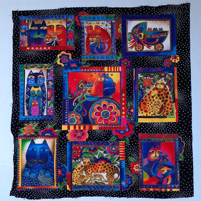 Laurel Burch Fanciful Felines Panel Black