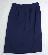 Vtg Lucia Petites Skirt Women's 10 Blue Lined Back Zip Slit Polyester Wool USA