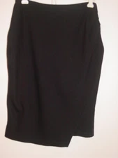 Ruby Ribbon Black Stretch Tummy Control Lined Skirt Faux Wrap Look-XS