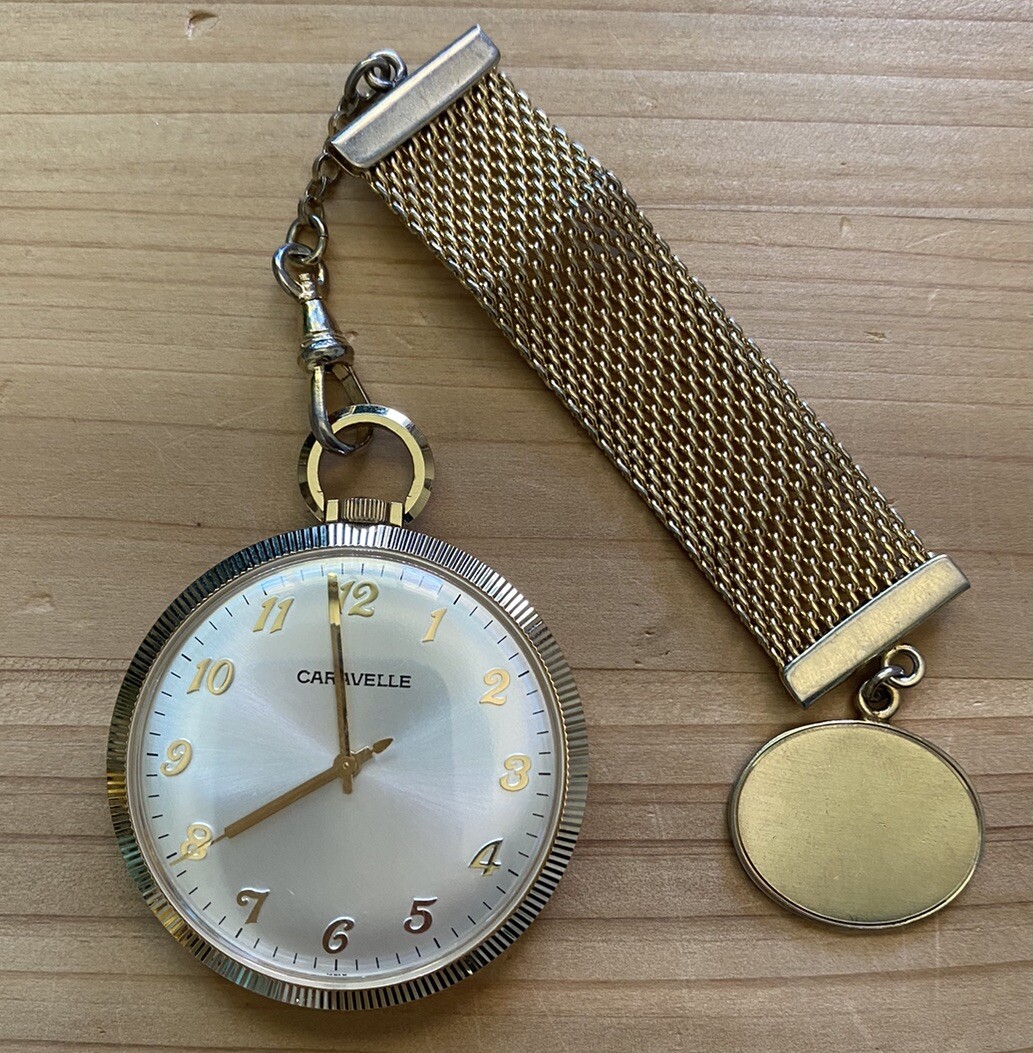 Vintage Caravelle Pocket Watch Manual Wind-Working UK