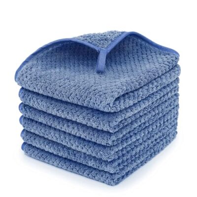 6 Pack Washcloth Set Towels - Quick Drying Washcloth Set 6 Piece Blue Washcloth