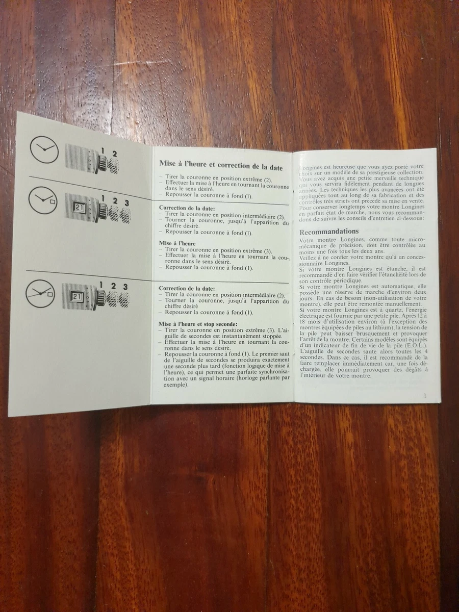 New old stock vintage Longines recommendations & service Booklet, blank unused