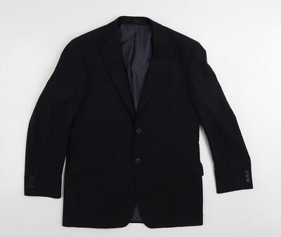 Marks and Spencer Herren Blau Gestreift Polyester Sakko Anzugjacke Größe 38 Regular