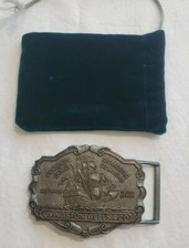 VINTAGE 1970s LIVINGSTON WELLS CO. GOLD DEALERS BELT BUCKLE