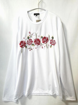 COMME des GARCONS HOMME PLUS Rose Embroidery Long Tee Shirt White 