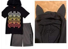 Batman Boys 5 5T Hoodie T Shirt Shorts Set Ears Superhero Halloween Costume