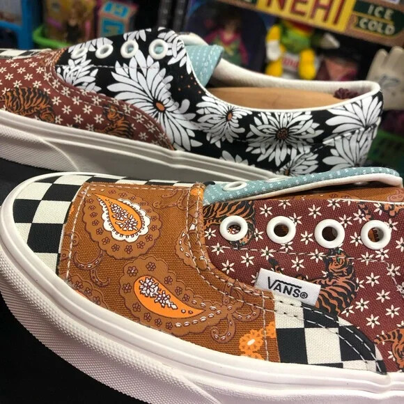 Vans Tiger Patchwork Checkered Flowers Knit Colla… - image 5