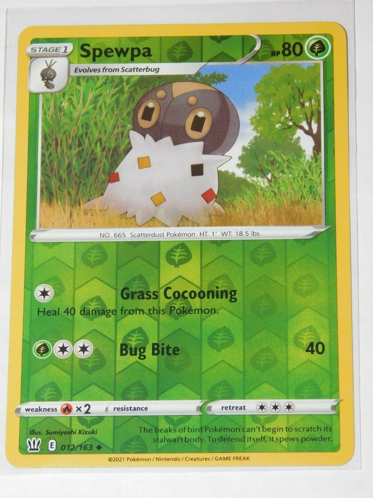 2021 POKEMON TCG SWORD & SHIELD BATTLE STYLES SPEWPA REVERSE HOLO CARD #12