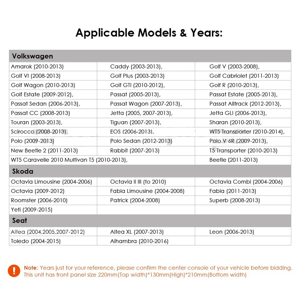 RADIO 2 DIN ANDROID PER VOLKSWAGEN POLO PASSAT GOLF 5 6 TIGUAN NAVI USB DVD - Immagine 4 di 4