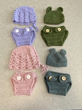 Handmade Crochet Baby Hat  Diaper Sets 4 