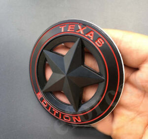 Black Red 2x 3D Metal TEXAS STAR EDITION Emblem Allloy Badge Sticker Nameplate Replacement for Universal Cars 