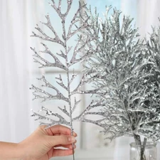 Pack of 12 Sparkling Silver Artificial Staghorn Fern 20" Sprays