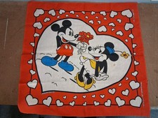 Vintage 80s WALT DISNEY MICKEY  MINNIE MOUSE BANDANA cartoon handkerchief