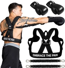 Elite Boxing Harness & 12oz Gloves | Adjustable Resistance Bands, Stability S...