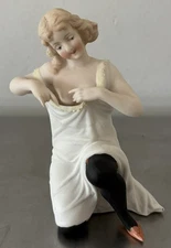 Germany Schafer Vater Bisque Porcelain Naughty Lady  4" Antique #1 Free Shipping