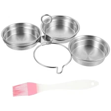 Cabilock Non-Stick Egg Poacher - Stainless Steel Insert with Pastry Brush for...
