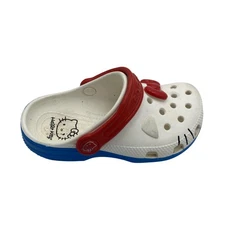 Crocs Hello Kitty Shoes Girls Kids Size C10 White Red Blue Clog Sandals