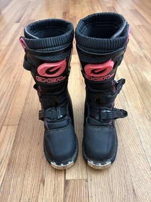 Pink Oneal Racing Boots Size 1 Youth Black Pink Zip Up