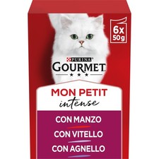 Purina Gourmet Mon Petit Intense Cibo Uùmido per Gatti con Manzo Agnello Vitello